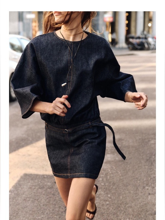 Zara Dresses & Skirts - Women’s Dark Blue Denim Jeans Dress